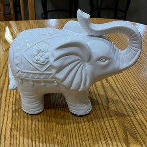 White Ceramic Elephant Figurine